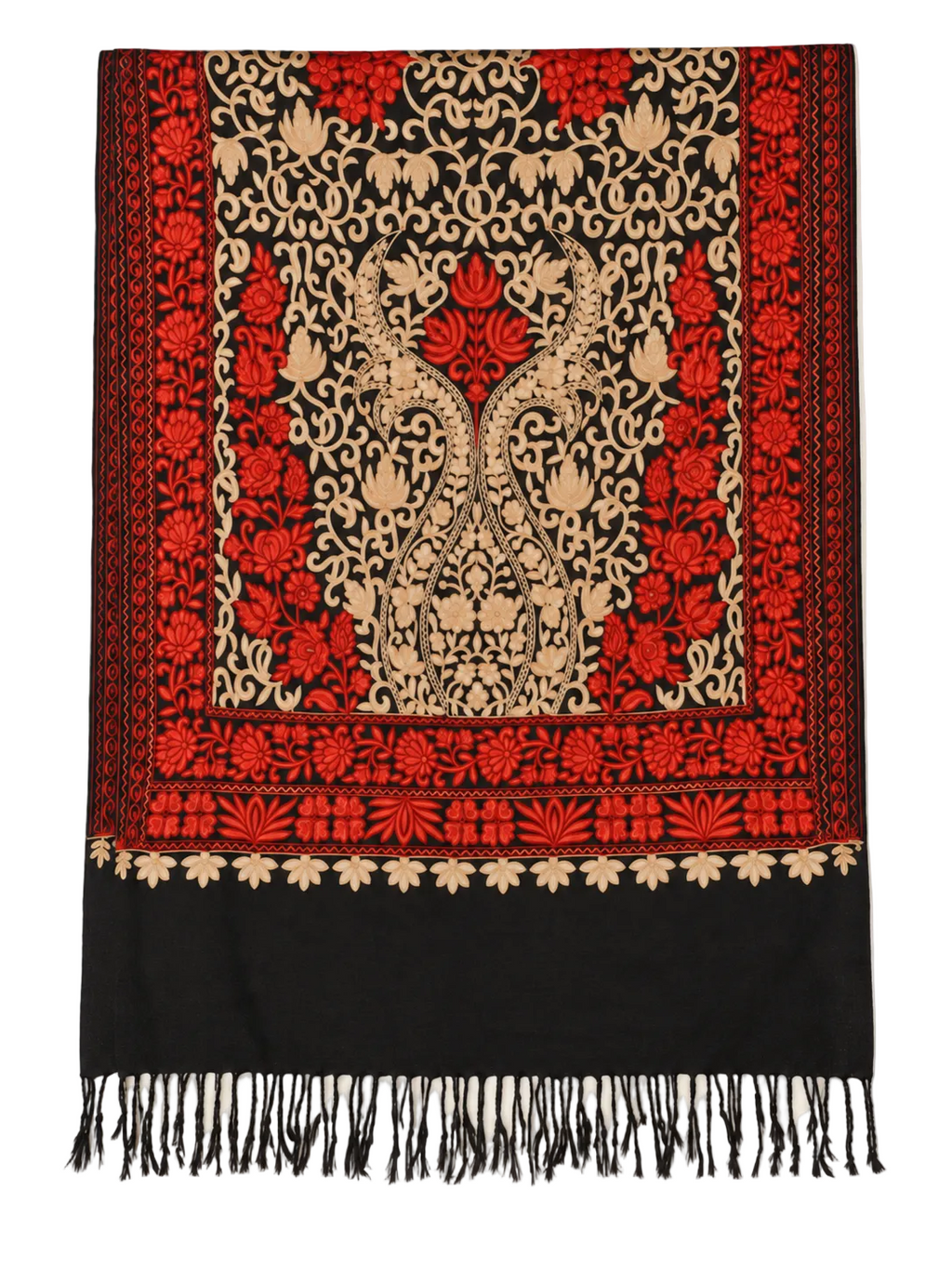 EMBROIDERED SCARF in black