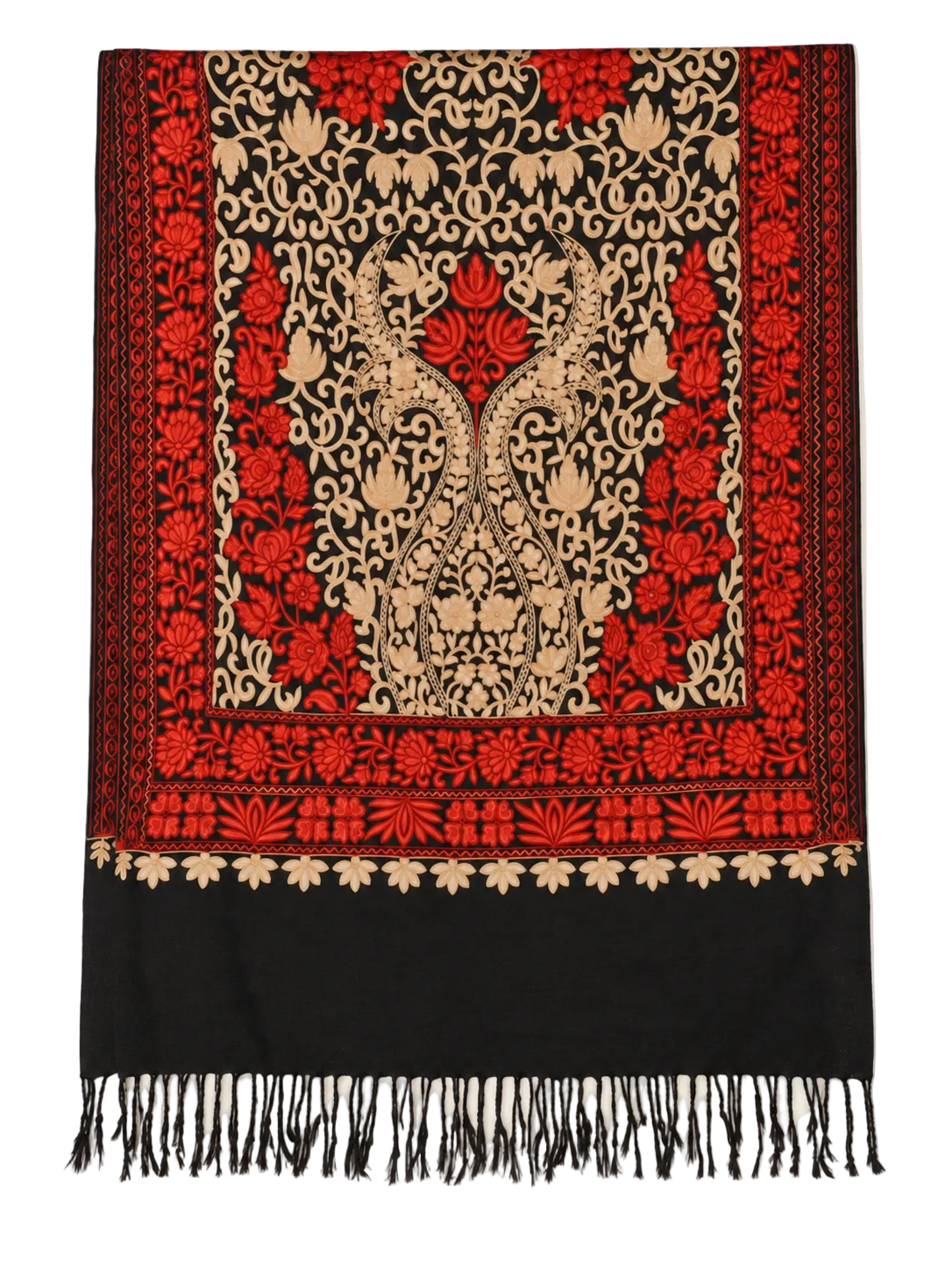EMBROIDERED SCARF in black