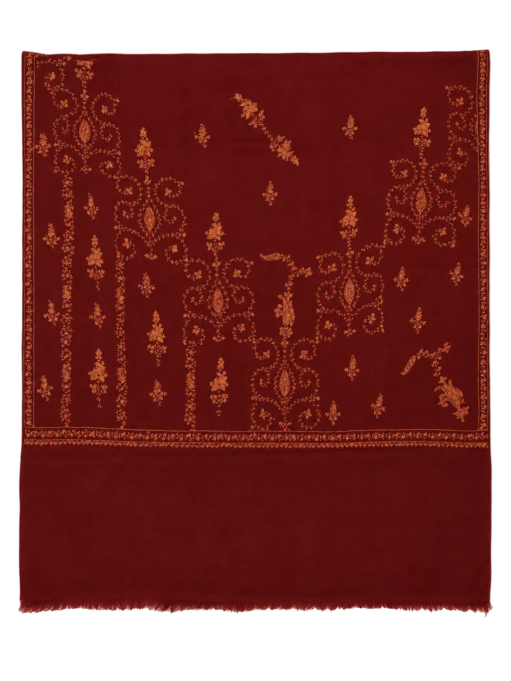 EMBROIDERED SCARF in maroon