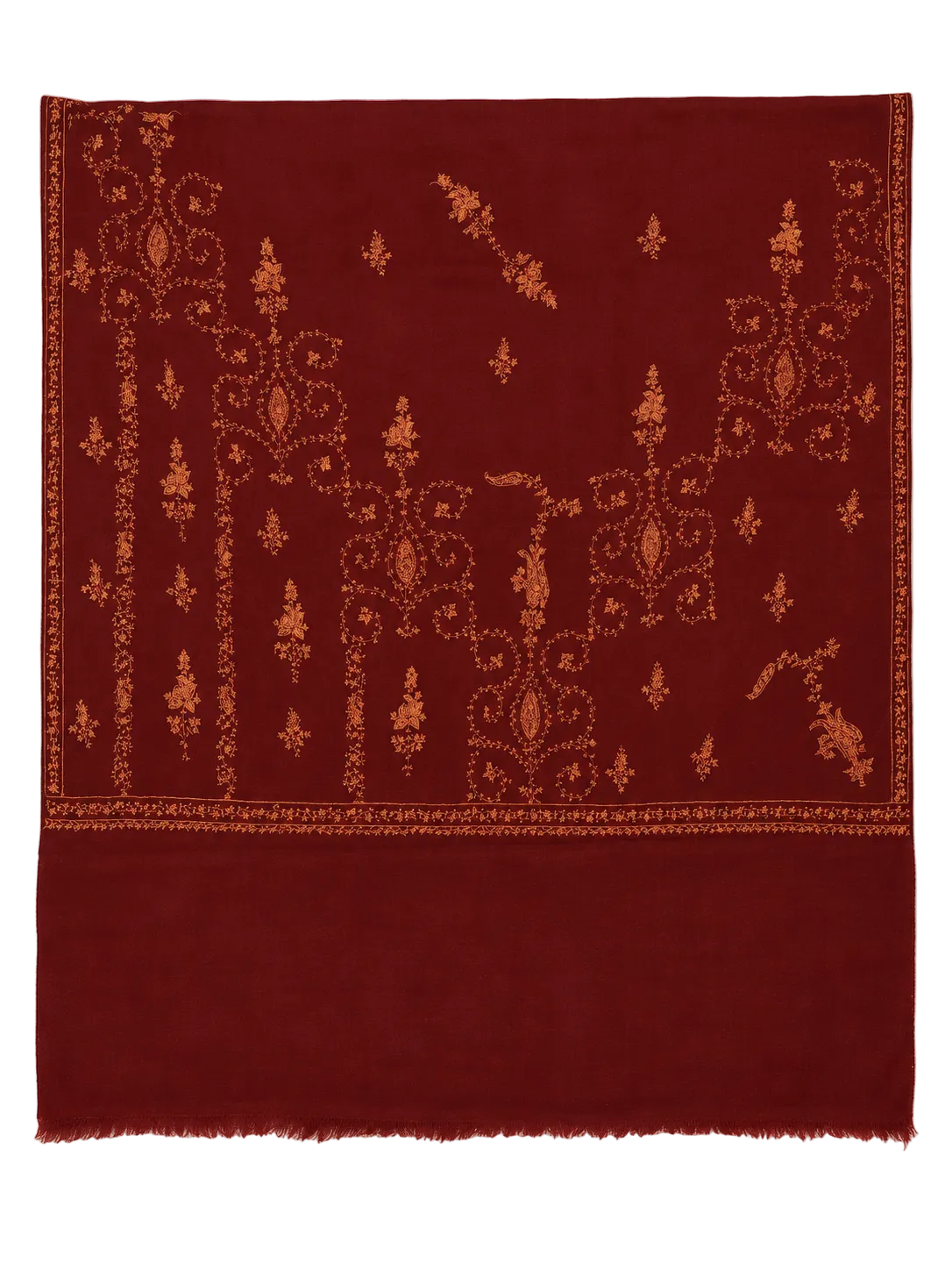 EMBROIDERED SCARF in maroon