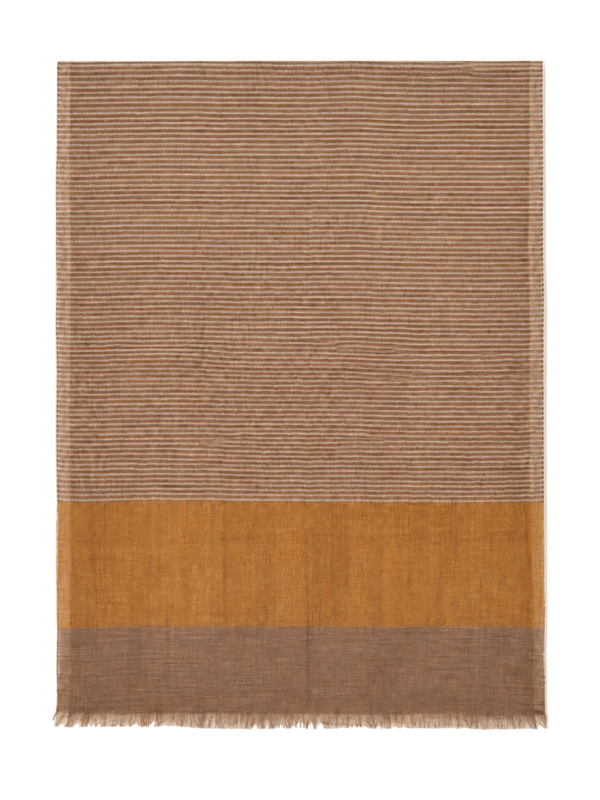 GOLD SCARF in taupe stripe