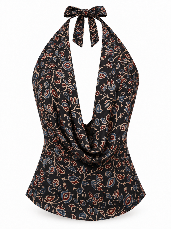 THE HALTER in navy floral