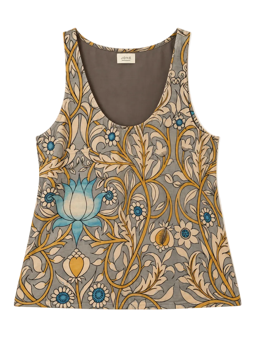HAND PAINTED cami in cyan