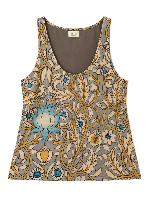 HAND PAINTED cami in cyan