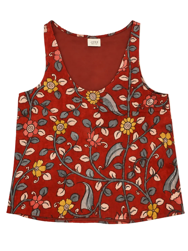 HAND PAINTED cami in crimson