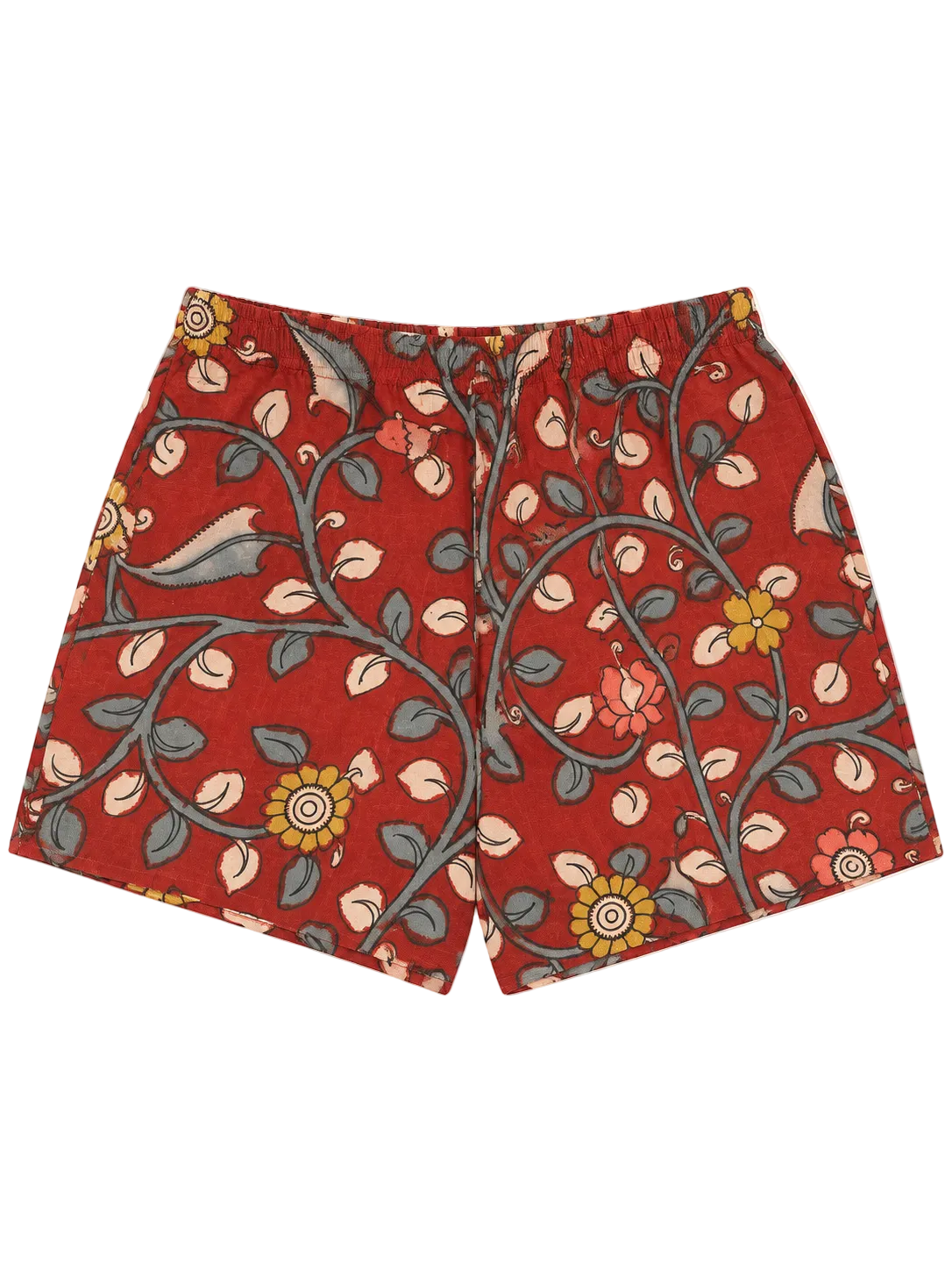 HAND PAINTED shorts in crimson