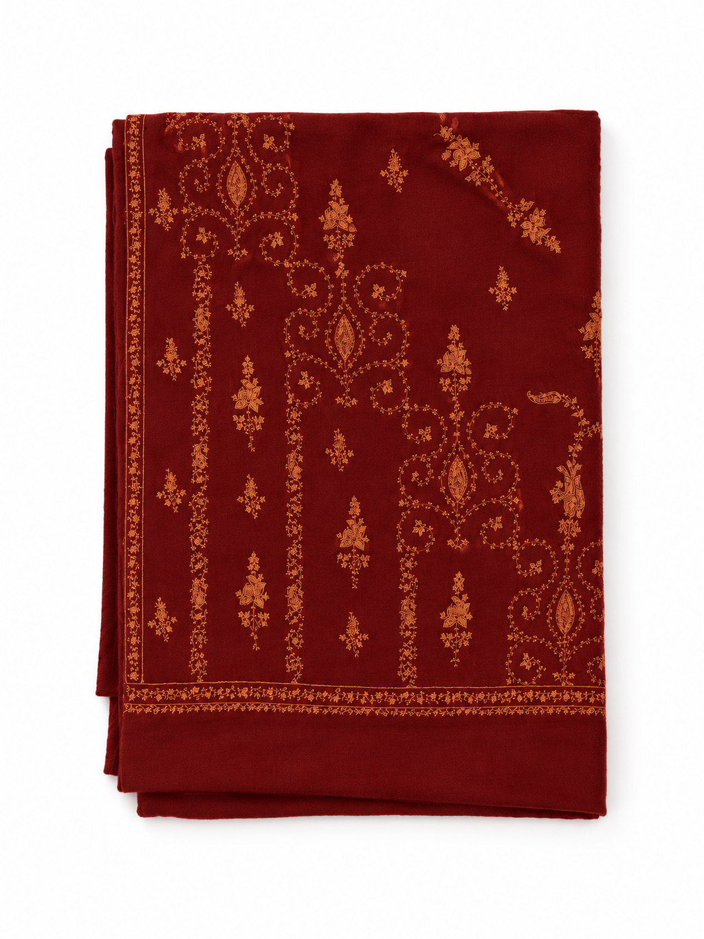EMBROIDERED SCARF in maroon