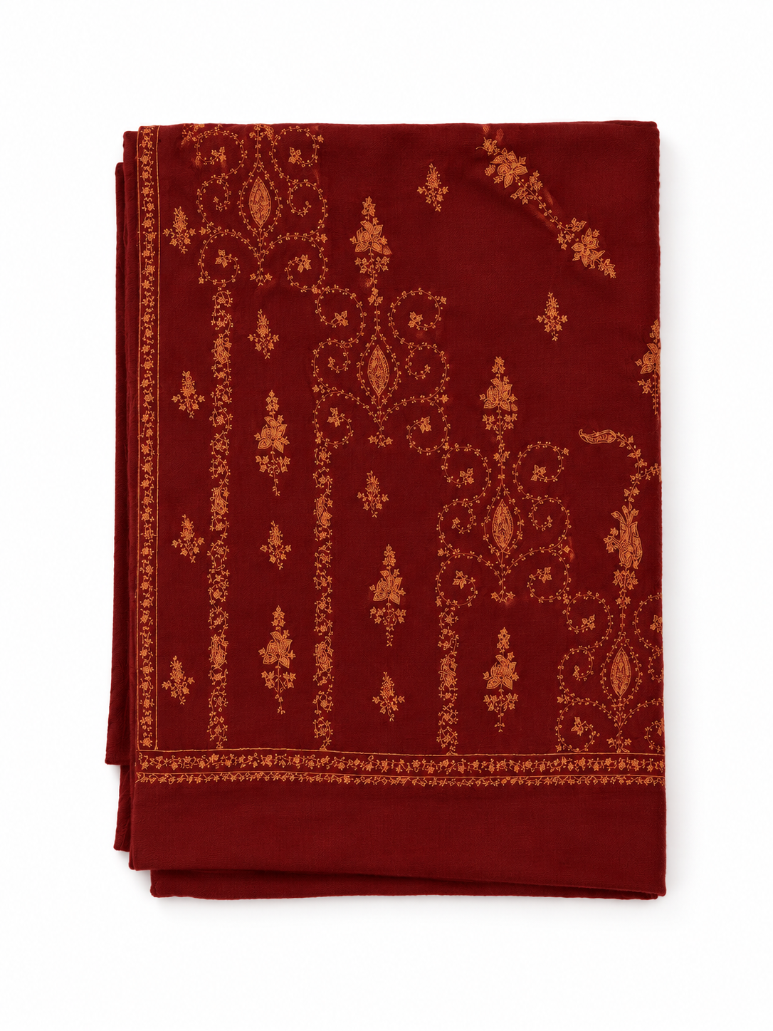 EMBROIDERED SCARF in maroon