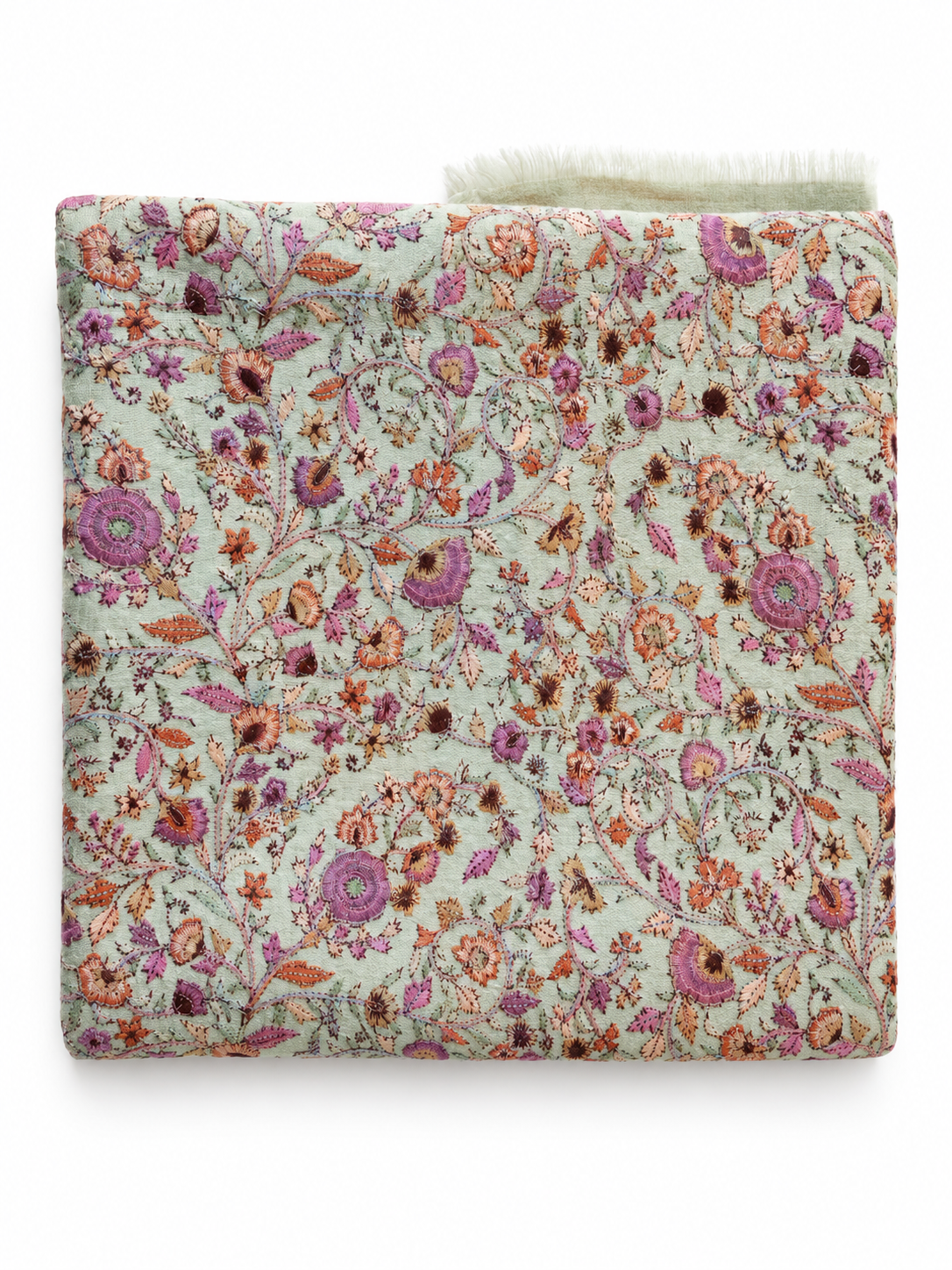 EMBROIDERED SCARF in pistachio