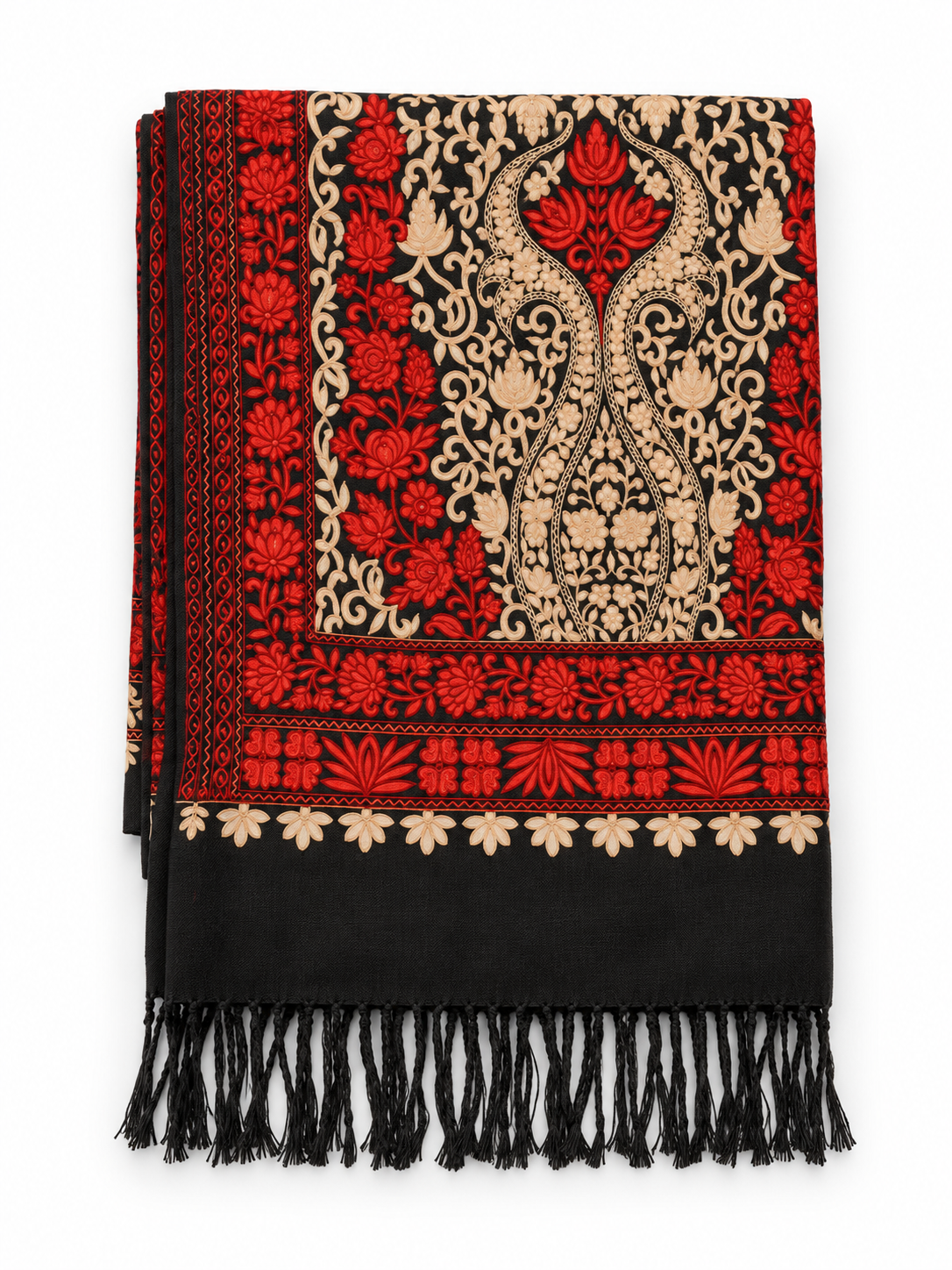 EMBROIDERED SCARF in black