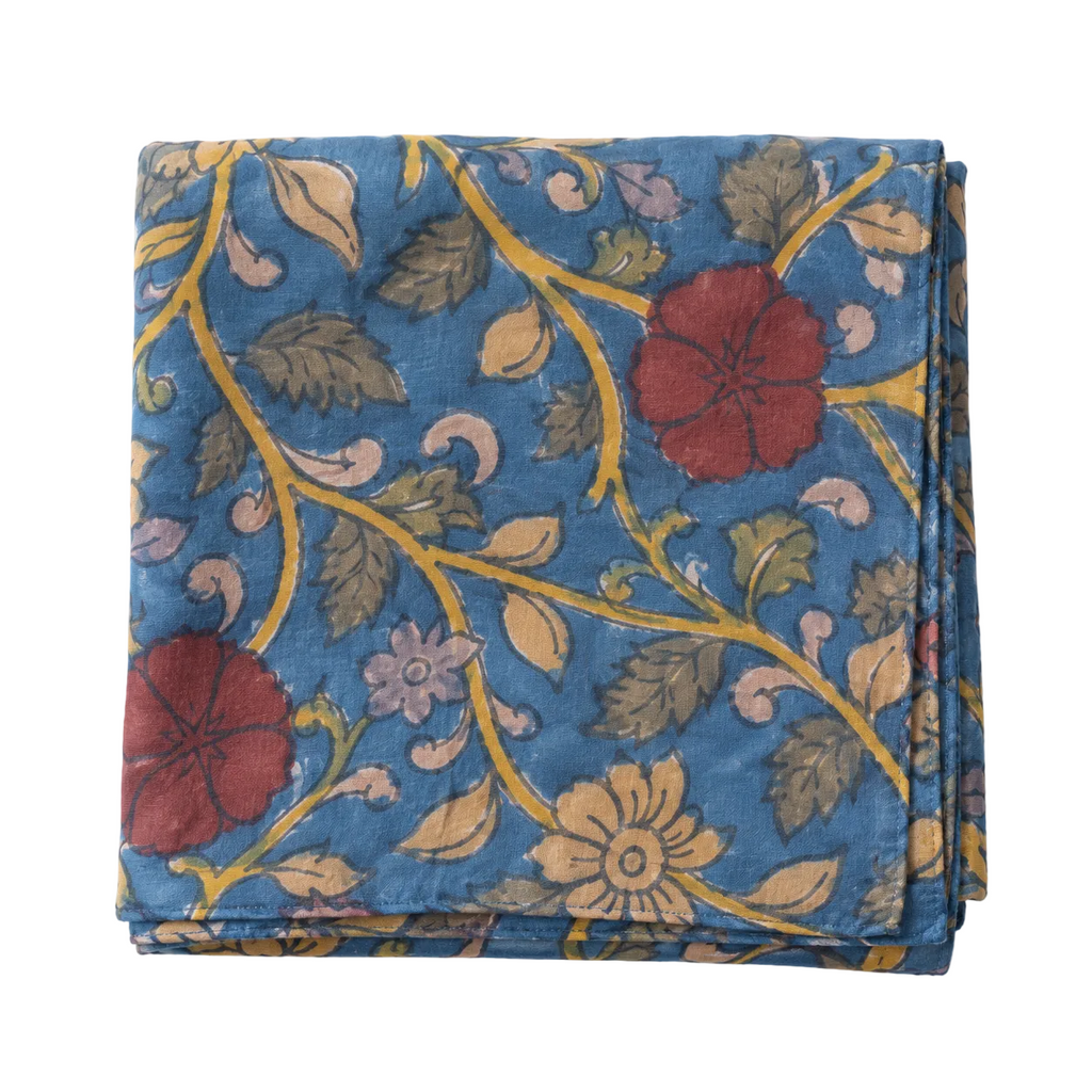 HAND-PAINTED SCARF in azure