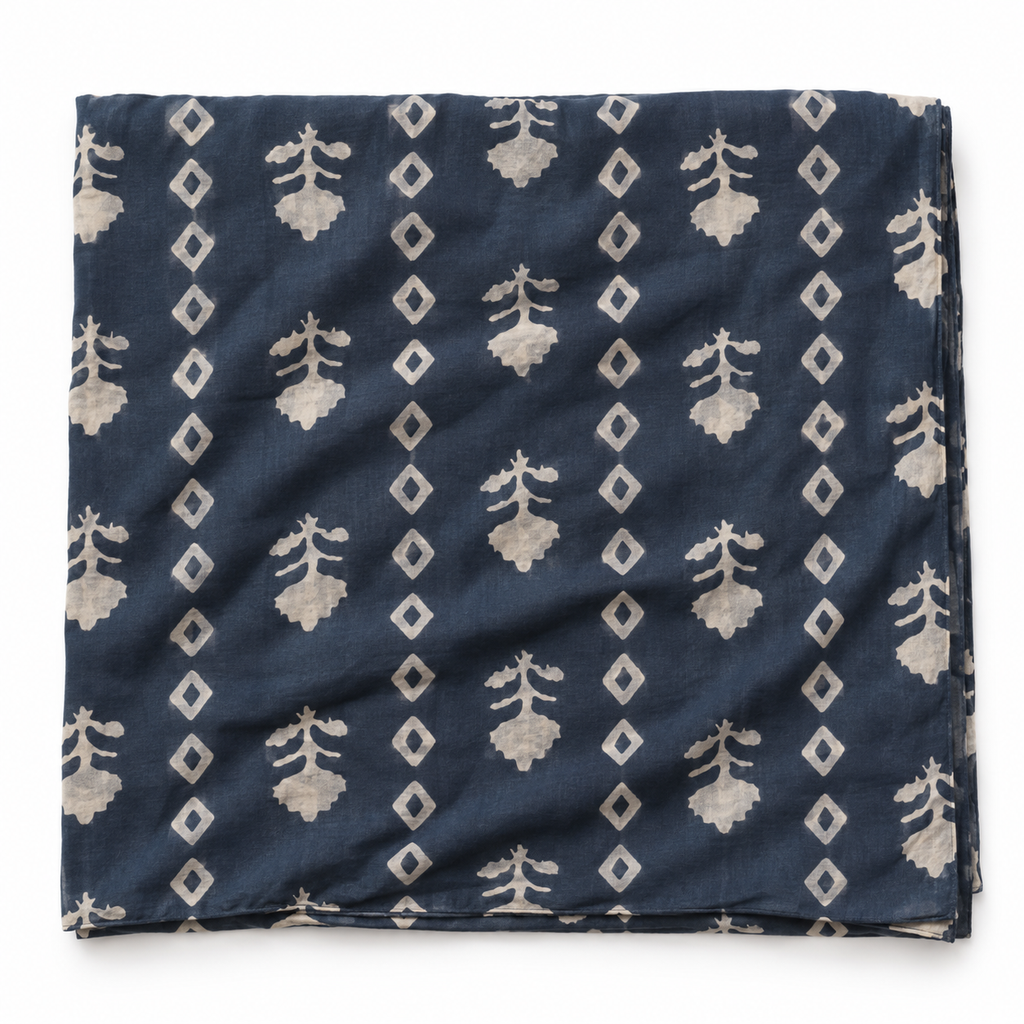 HAND-PRINTED SCARF in graphite