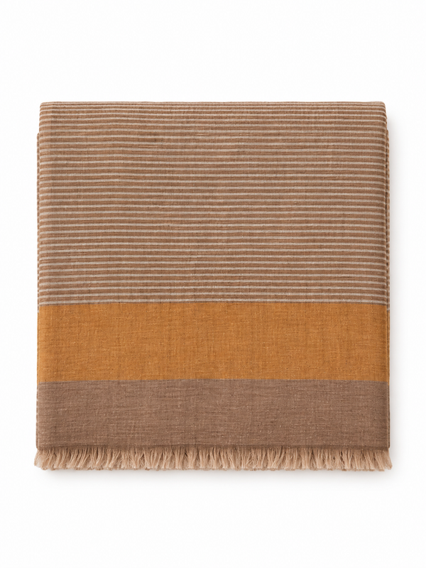 GOLD SCARF in taupe stripe