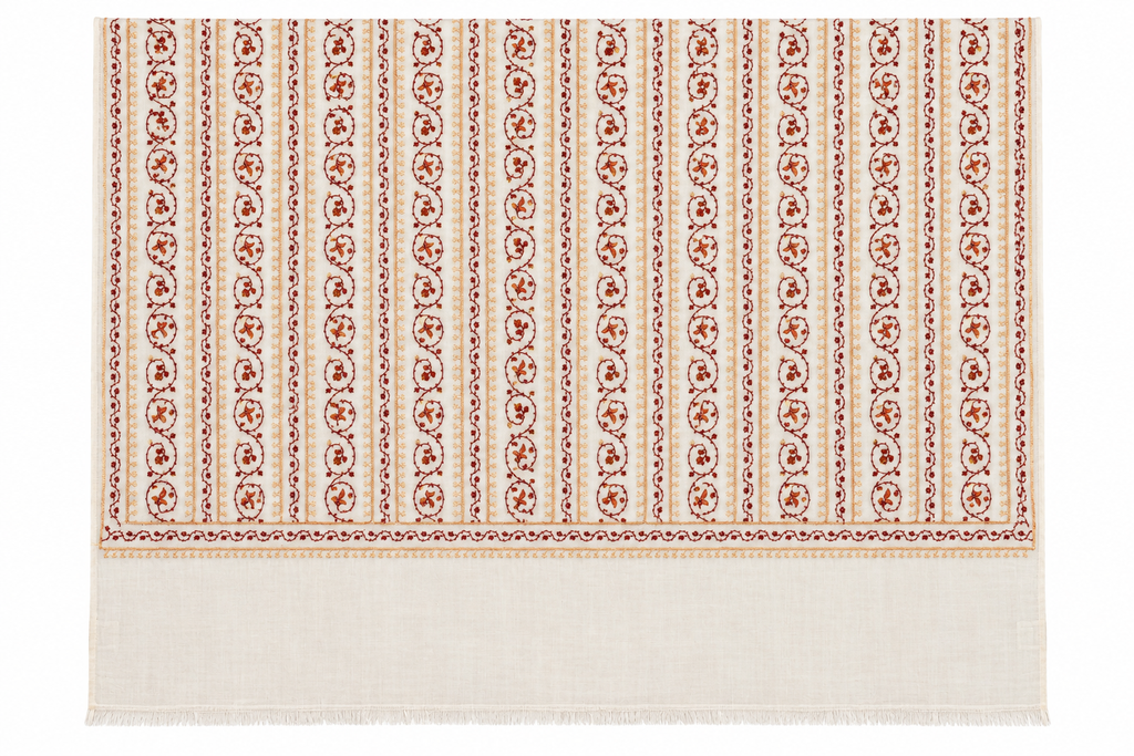 EMBROIDERED SCARF in ivory