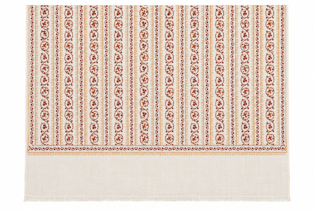 EMBROIDERED SCARF in ivory