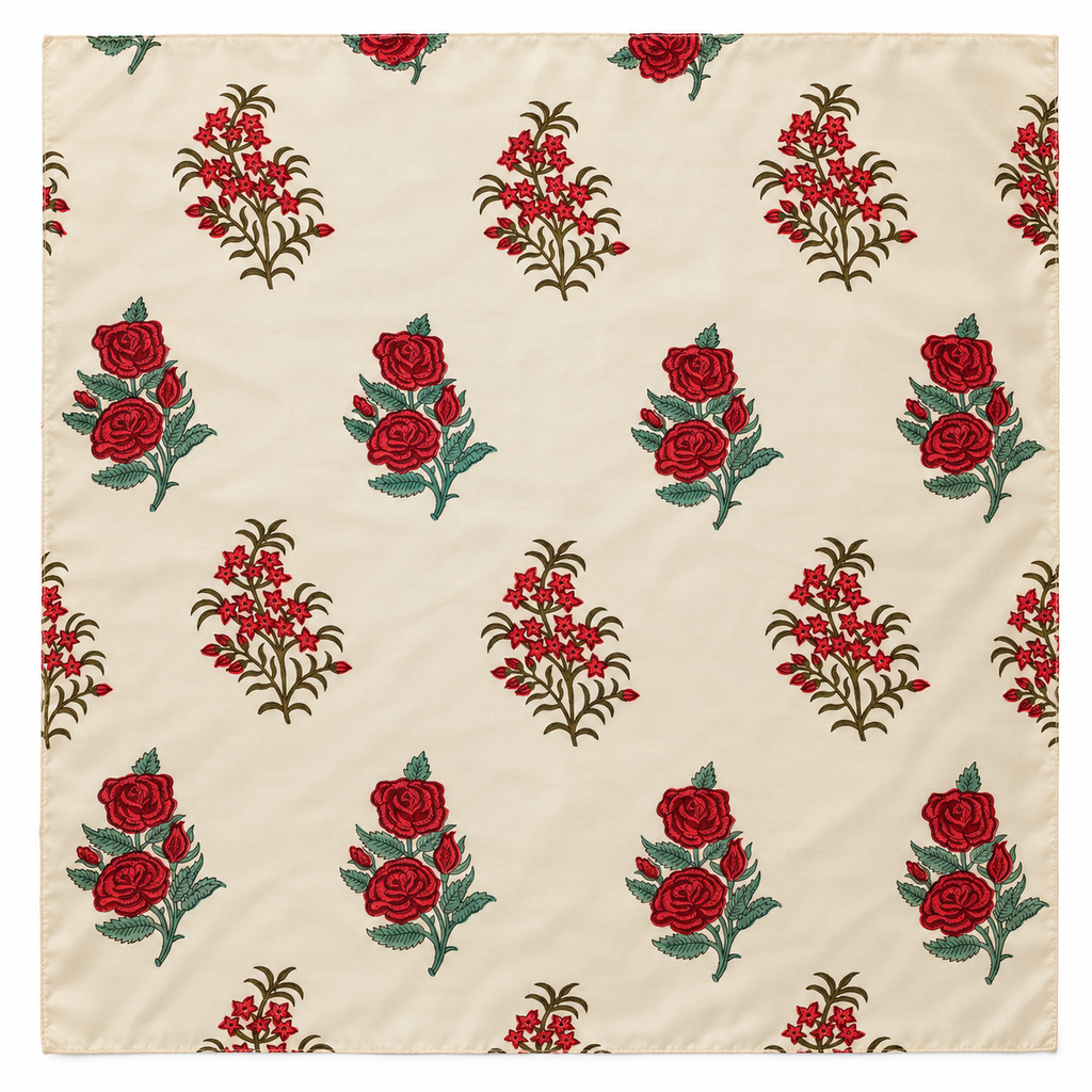 HAND-PRINTED SCARF in white vine