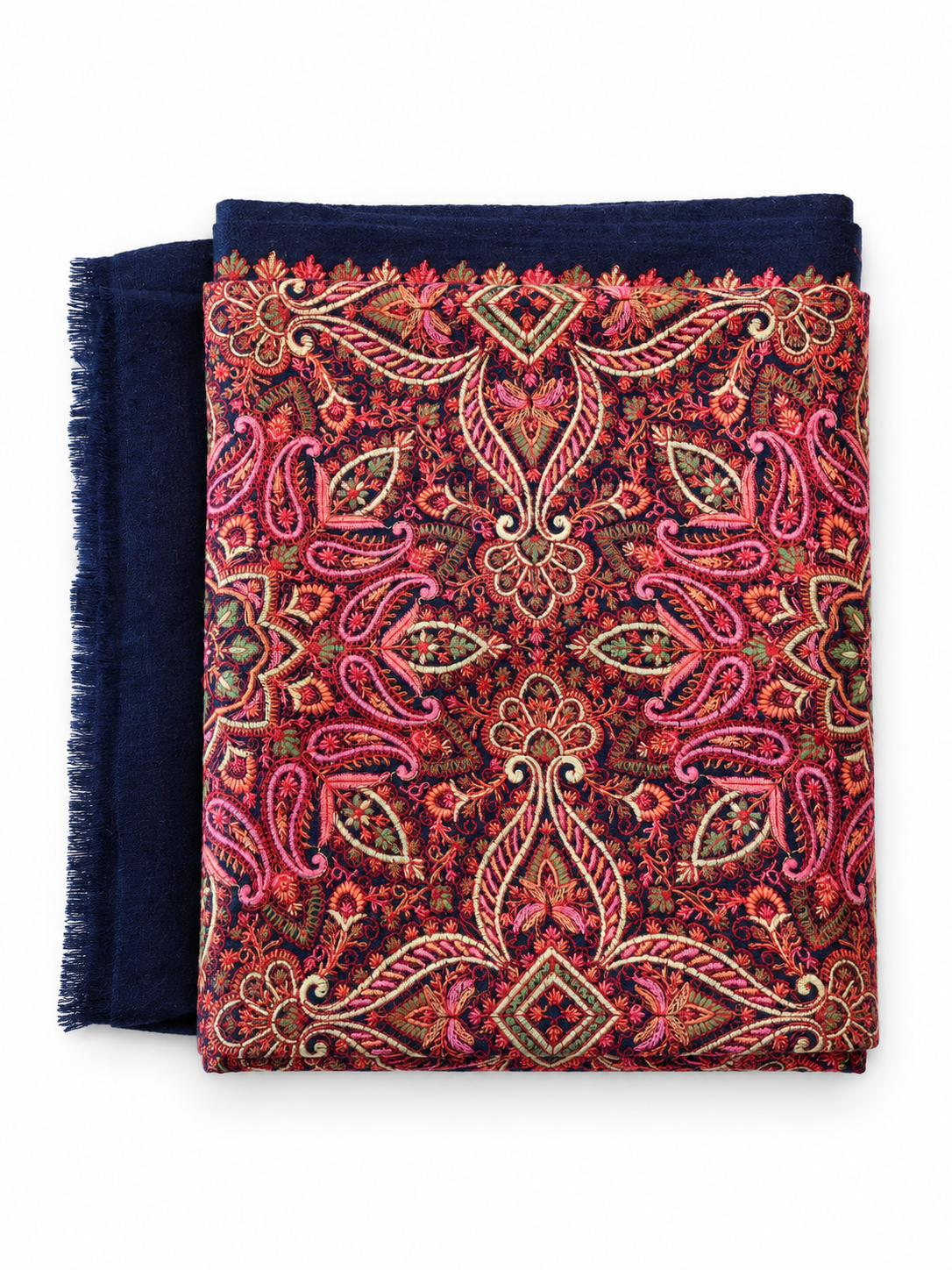 EMBROIDERED SCARF in navy