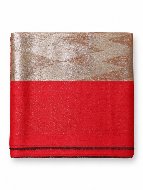 GOLD SCARF in crimson