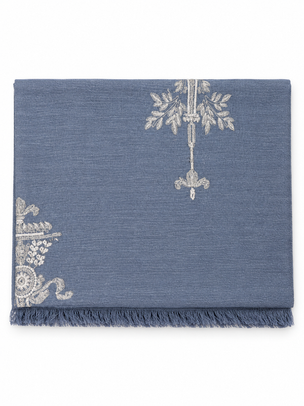 EMBROIDERED SCARF in steel