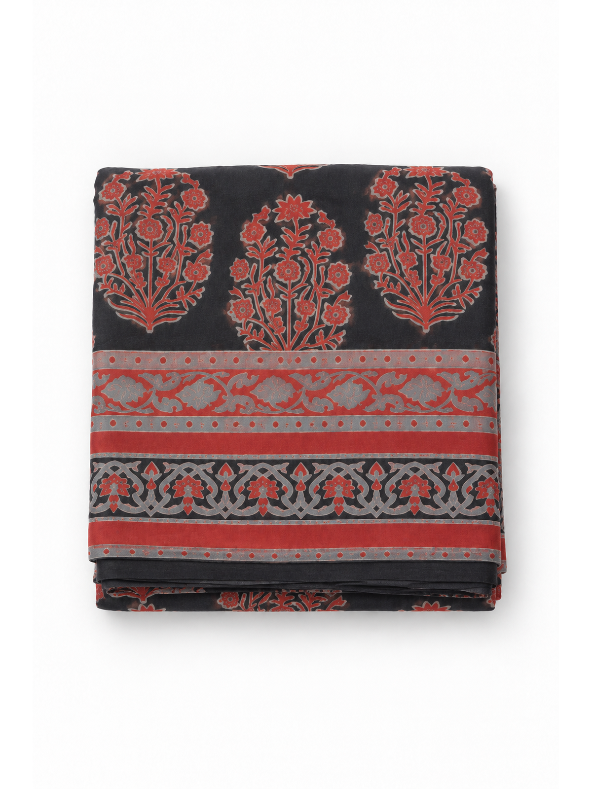 BLOCK PRINT SCARF in charcoal