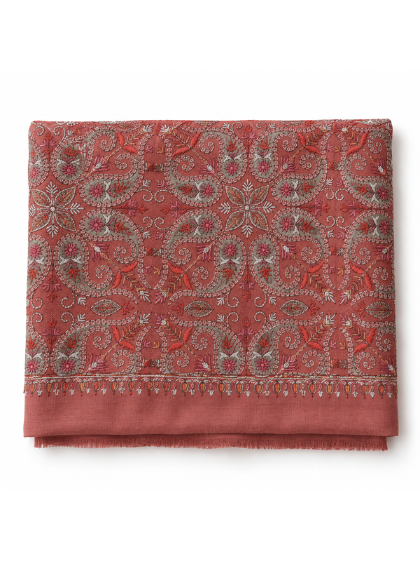 EMBROIDERED SCARF in rose